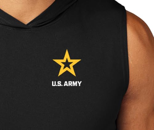 Buy Cool Shirts Men's US Army Logo White (Chest Print) Muscle Hoodie T-Shirt3