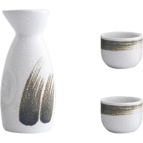 酒器セット 徳利 とっくり さかずき 杯 冷酒 片口 しがらき焼 陶器 ギフト プレゼント 家庭用 お茶 水 ワイン 食洗機対応 (1 ポット2 杯,A)