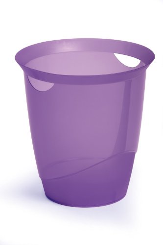 Durable 1701710992 Trend Corbeille à Papier Bureau Poignées Intégrées Plastique Violet Translucide 16 Litres Hauteur 33cm