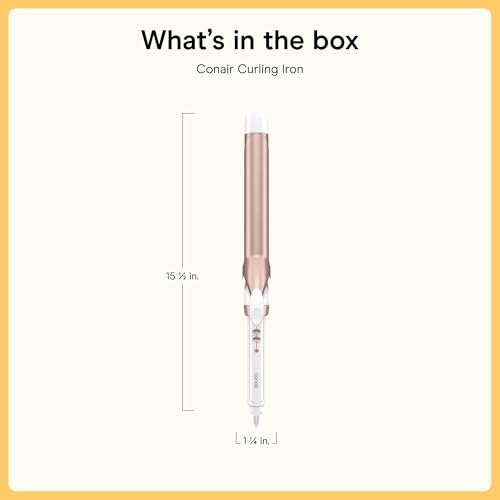 Image of Conair Double Ceramic 1 -Inch Extra Long Barrel Curling Iron | Extra-long 7.5-in. Barrel With Cool Tip, Styles Loose Curls on Medium and Long Hair, White /Rose Gold, CD709L