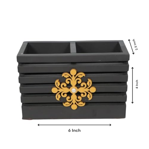 Image of Decorative Embossed Design Pencil and Pen Stand | Desk Organizer for Stationery Storage | Suitable for Office Desk, Study Table, Home and Workspace Use (Design 17)