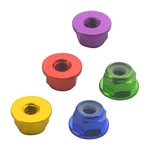 Wmycongcong M4-5COLOR-25P 25 Pcs M4 Aluminum Nylon Lock Nuts M4 Flange Nylon Insert Self-Locking Nut thumb #4