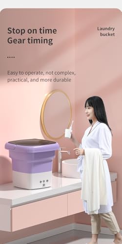 Mini machine à laver pliable 6,5L rose pour sous-vêtements - 7