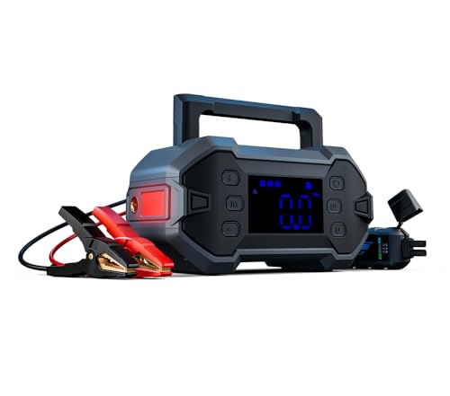 Portable Car Jump Starter 3000A: 12V Battery Jumper Emergency for 8.0L Gas & Diesel Engines Power Booster Start Boost Charger Box with Power Bank + Air Compressor, High-Efficiency (GK-J1206P)