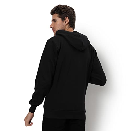 Image of CAHOOT Men's Dark Blue Zip-Front Hoodie with Contrast Drawstring for Casual Wear | Long Sleeve | Hooded Neck | Zipper Closure | Cotton Sweatshirt Crafted with Comfort Fit for Everyday Wear