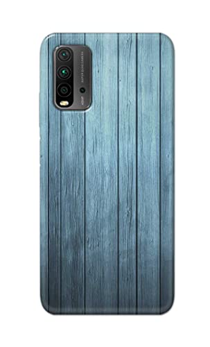 Image of Printed Hard Back Cover Case for Mi Redmi 9 Power Back Cover (Wooden Blue) -702