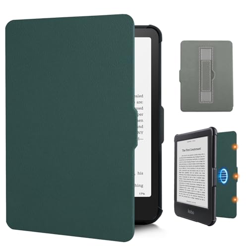 Hand Strap Case for Kobo Clara Colour/Clara BW /2E (Dark Green 6 inch)