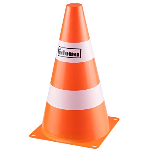 Idena 40085 - Pylonen, 4 Stück, Verkehrshütchen aus Kunststoff, für Sport, Outdoor, Slalom, Fußball, ca. 24 x 13,5 cm, Orange