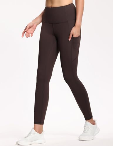 Image of THE GYM PEOPLE Thick High Waist Yoga Pants with Pockets, Tummy Control Workout Running Yoga Leggings for Women