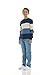 Sezzit Boys 100% Cotton Crewneck Sweater Soft Knit Pullover for Fall and Winter Long Sleeve Warm Knit - Blue Stripes - Size 14