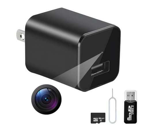 BRFOZAG Spy Camera Hidden Camera - 1080P Small Camera with Motion Detection - Nanny Cam for Home Indoor Security - 64GB Micro SD Card Included-No WiFi