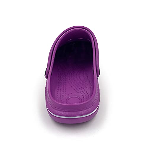 Acans Garden Clogs Men Women Slip On Shoes Gardening Shoes Ladies Outdoor Clogs Waterproof Breathable Beach Shower Lightweight Rubber Male Female Zuecos Purple Size 10 Women/8 Men #TOP3