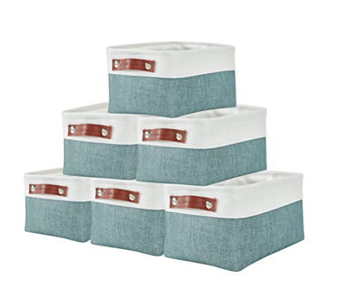 Image of DECOMOMO Small Storage Basket, Closet Storage Bins, Baskets for Organizing Shelves (Teal & White, Small - 6 Pack)