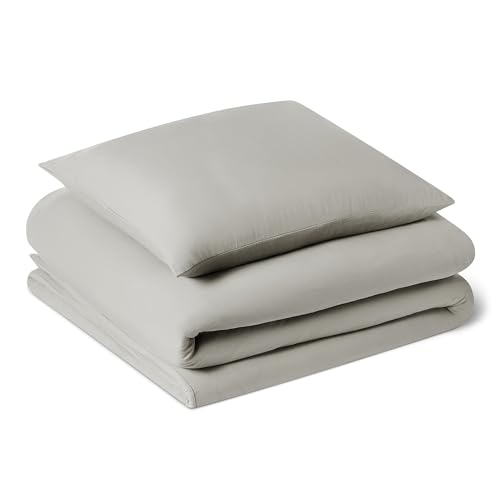 Amazon Basics Vorgewaschenes Mikrofaser-Bettwäsche-Set, extra weich, natürlicher Knitter-Look, bügelfrei, 2-teilig, Einzelbett, Bettbezug 135 x 200...