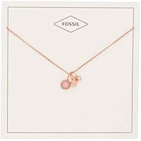 Fossil Collar colgante redondo de acero inoxidable tono oro rosa
