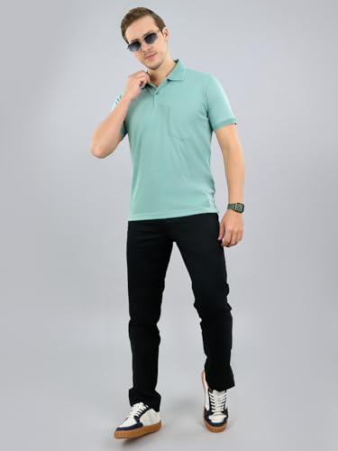 Image of Monte Carlo Mens Regular Fit Half Sleeve Solid Polo Neck T-Shirt (Pack of 1)