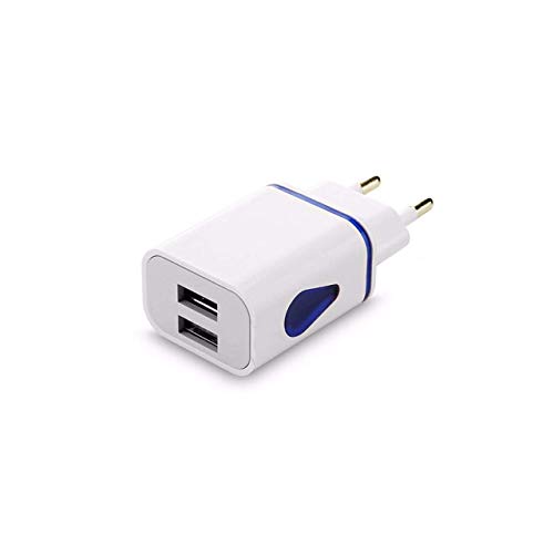 Deinbe USB Cargador de Pared de Doble Puerto de Salida 2A Viaje Adaptador de Enchufe Compatible para el teléfono Enchufe de la UE Cover