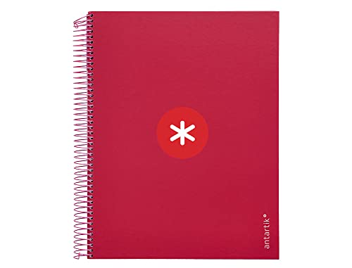 Antartik Cuaderno Espiral Liderpapel A4 Micro Tapa Forrada120H 100 Gr Cuadro 5Mm 5 Banda4 Taladros Color Frambuesa