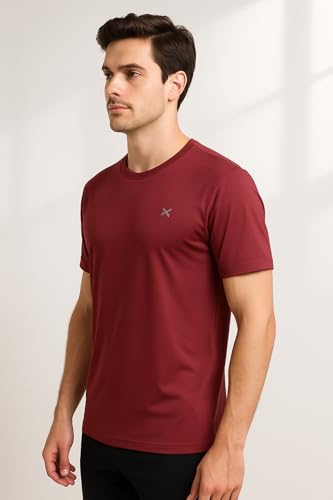 Image of Force NXT Men's Premium Microfiber Fabric Solid T-Shirt | Round Neck Half-Sleeves T-Shirt for Men | Sweat Wicking with Label Free for Daily Uses