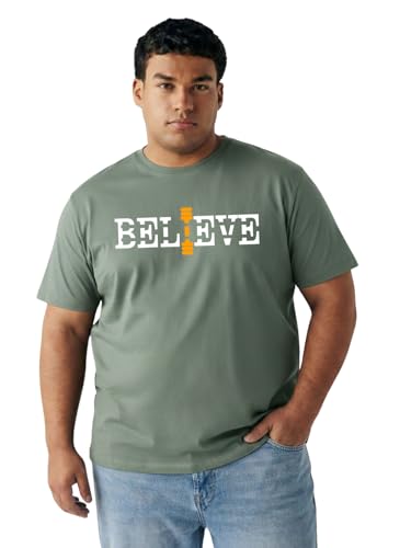 Image of Men Plus Size Printed Cotton Tee Regular Fit Round Neck Half Sleeve T-Shirt