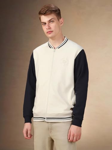 Image of Dennis Lingo Men Colorblock Polycotton Regular Fit Full Sleeves Front-Open Sweatshirts