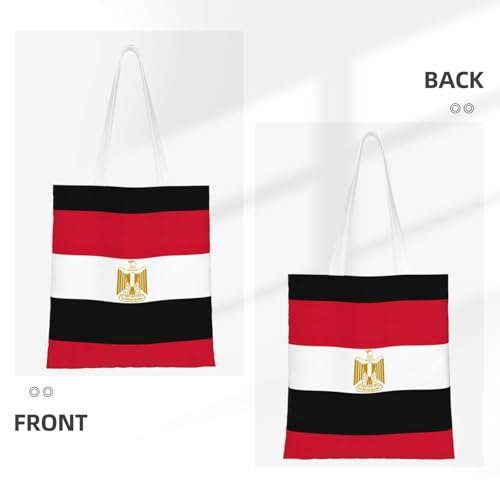Egyptian Flag Print Polyester Canvas Tote Bag, Shopping Bag With Reinforced Handles, Reusable3
