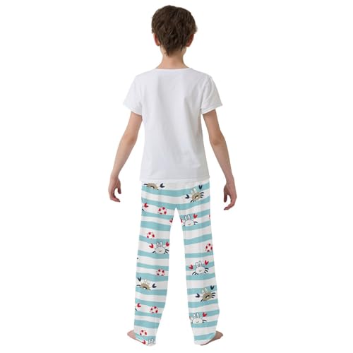 ZZXXB Lovely Crab Striped Boys Long Pants Soft Trousers Elastic Waist Kids Lounge Bottoms with Pockets S-XL3