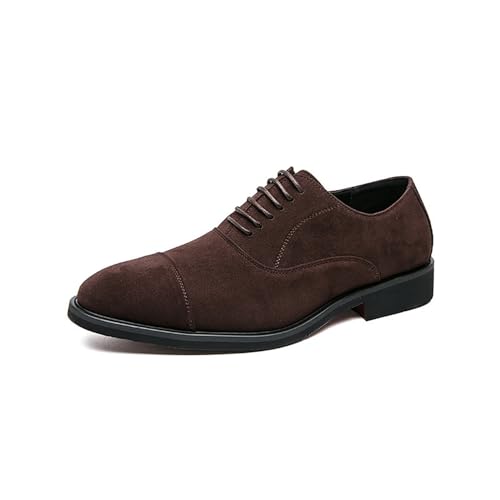 Zapatos Oxford de ante for hombre con detalles cosidos, con cordones, ideales for ocasiones formales de negocios.(Brown,41 EU)