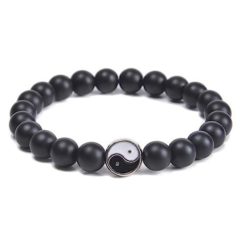 Bracelet Tai Chi Yin et Yang en pierre naturelle 8 mm pour couple