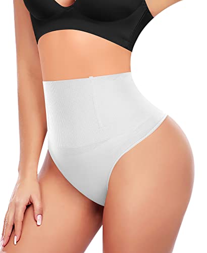 String gainant pour femme - Taille haute - Sans couture - Amincissant et gainant le ventre, blanc, XXL Cover