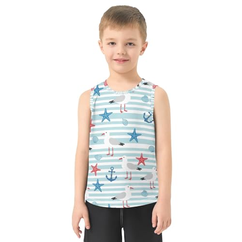 J JOYSAY Seagull Starfish Stripes Boys Tank Top Sleeveless Muscle Shirts Quick Dry Sport Active Workout Kids T-Shirts 3-15T2