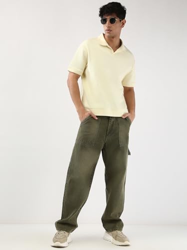 Image of Urbano Fashion Men's Loose Baggy Fit Cargo Carpenter Jeans with 6 Pockets Non-Stretchable