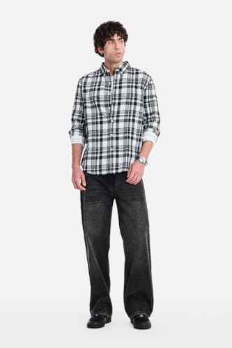 Image of SNITCH Men Casual Shirt | Regular Fit Full Sleeve Button-Down Collar Buffalo Check Pattern | Premium Cotton Blend & Breathable Fabric Outings