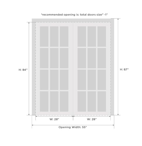 Image of Sartodoors Interior Door 3094 Closet Bypass Doors White with Black Opaque Glass Solid MDF Modern Design 56 x 84 in