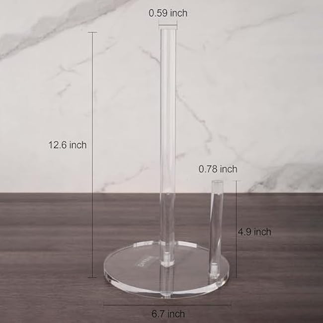 Acrylic Paper Towel Holder, Premium Stand for Kitchen Organize, One-Handed Manipulation Countertop Roll Paper Dispenser (DP014)