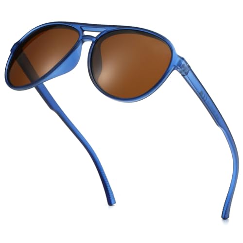 Image of Freckles Mark Classic Aviator Polarized Sunglasses for Men Women Double Bridge Retro 70s 80s Glasses Coloful Shades