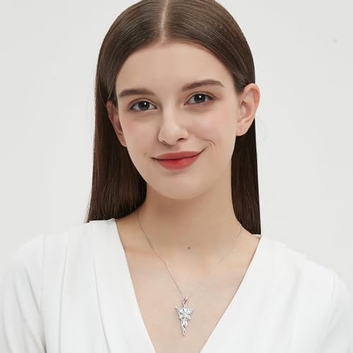 925 Sterling Silver Arwen Evenstar Pendant Necklace for Women, Lord of The Ring Jewelry Gifts, Elvish Jewelry Gift Pendant for Women, 5A Cubic Zirconia3