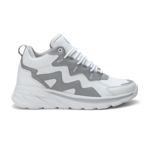 Image of FIELD CARE Casual Athletic Sneakers, Chunky Platform Design, Colour Block, Lace-up Hi-Top Gym Sports Shoes Shock Absorbing Cushioned Insole Stylish Sneakers