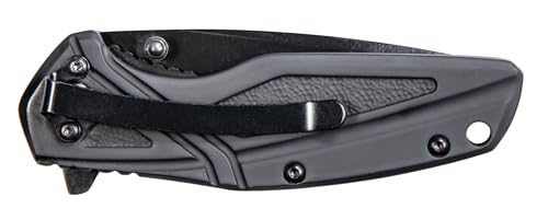 Smith & Wesson SW1101 6.89in Stainless Steel Folding Knife with 3in Drop Point Blade and Rubberized Handle for Outdoor, Tactical, Survival and EDC