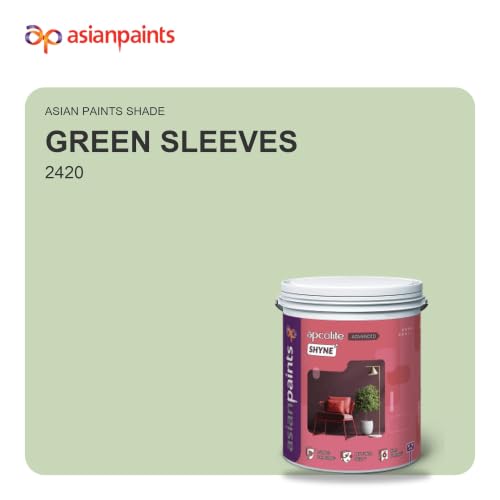 Image of Asian Paint Apcolite Advanced Shyne Interior Wall Paint Emulsion | Advanced Stain Guard, Anti Fungal Shield, 6 Years Warranty, Non-Yellowing, Superior Washability | GREEN SLEEVES (Color Code: 2420) - 4 Liters
