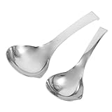 Alipis 2 piezas Cucharas para Sopa de Acero Inoxidable Cucharón con Vertedor Utensilios Resistentes para Servir Sopas Espesas y Salsas Diseño Colgante para Cocina Organizada