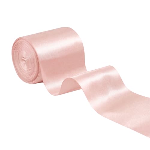 Q&J Fabric Co. Pink Satin Ribbon 3 inch x 25yd Solid Silky Ribbons for Valentines Day Festive Gift Wrapping Craft Floral Bouquets Chair Sash Hair Bows Party Wedding Decoration