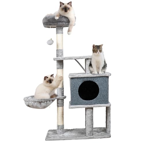Árvore para Gatos, Torre Para Gatos, Rede para Gatos Arranhador Torre Dupla Com Toca Veneza Para Gat