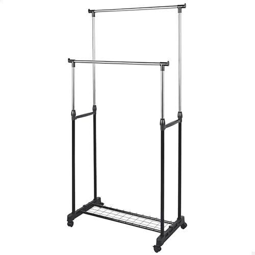 AKTIVE Max Home 18805 Porte-vêtements hauteur réglable, 81 x 44 x 160 cm, poids maximum supporté X, avec étagère pour chaussures, avec roulettes, double...