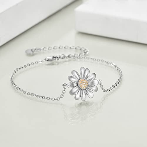 Poplyke Daisy Anklet For Women Sterling Silver Daisy Flower Adjustable Chain Foot Anklet Gifts For Girls (Daisy Anklet) #TOP4