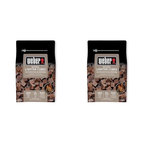 Weber Pastillas de Encendido (48 Unidades), ecológicas, inodoras y sin Humo, para encender carbón y briquetas, Llama Constante - Marrón (17612) (Paquete de 2)