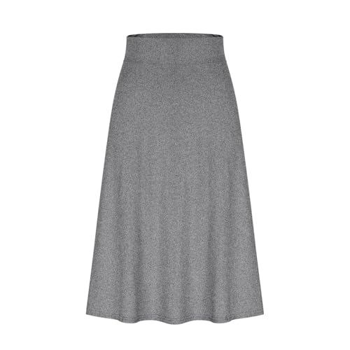 Women's Solid Color Basic Casual Midi Skirt, High Waist Loose A-Line Swing Skirts Daily Wear4