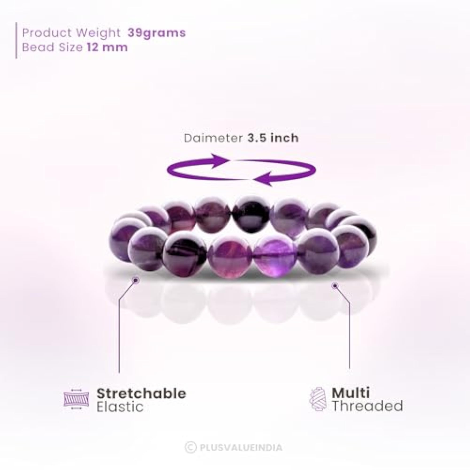 Amethyst Healing Crystal Bracelet for Students, Unisex Gift