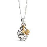 Lily Blanche Damen Halskette Medaillon in Sterlingsilber mit goldenem Vogel Charm Entworfen in Großbritannien