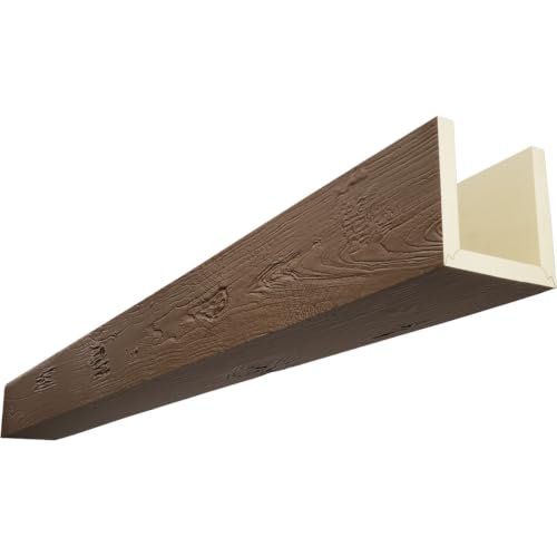 Timberthane Knotty Pine Faux Wood Beam, 3-Sided (U-Beam), 10"W x 6"H x 96"L, Honey Wheat Finish
